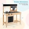Mud Kitchen Playset Kids Play Kitchen Outdoor with 2 Removable Sinks-Natural